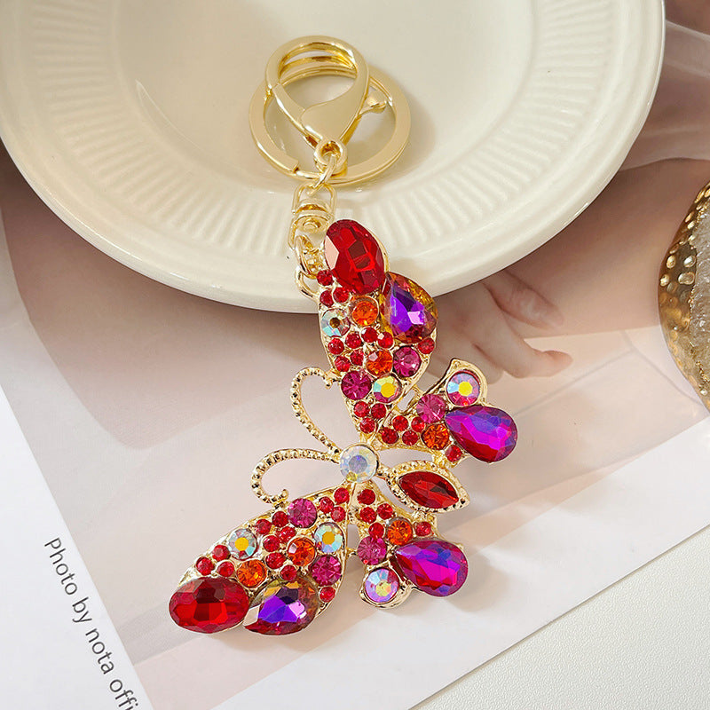 Wholesale Zinc Alloy Crystal Diamond Colorful Butterfly Keychain